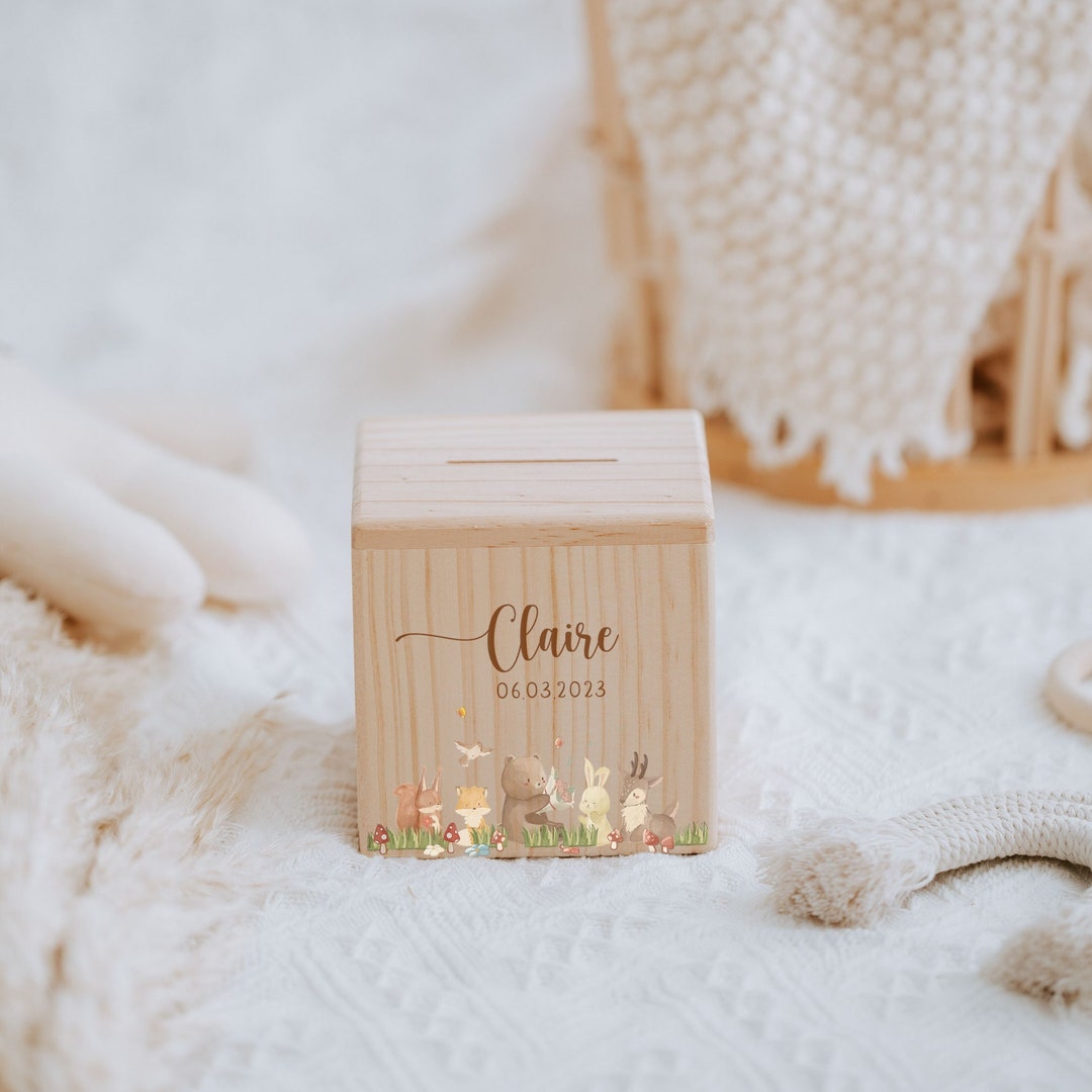 Personalized Kid's Money Box, Jungle Animal Money Box, Baby Money Box