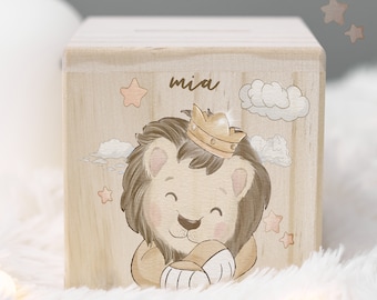 Personalized money box for kid, wooden money box for child, children money box with cute animal