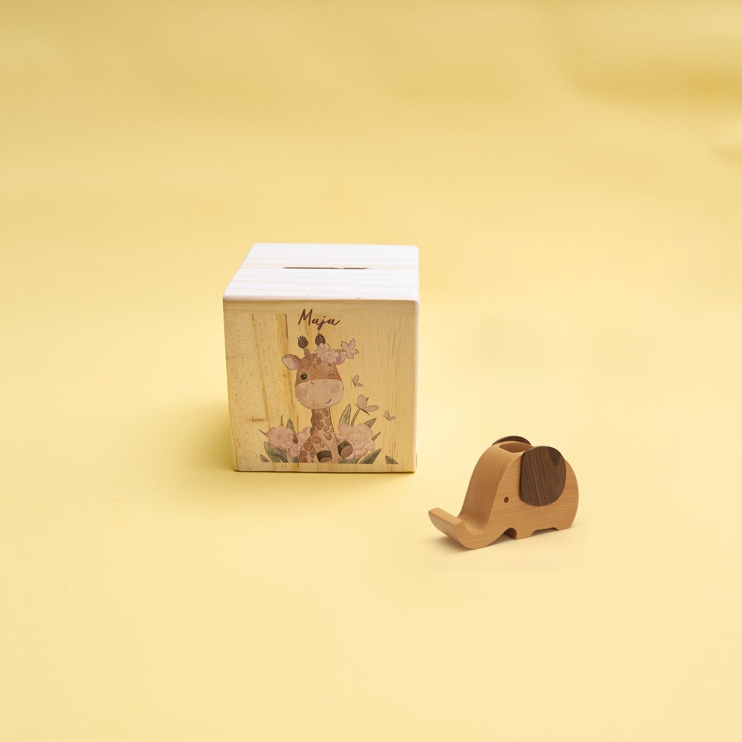 Personalized Money Box for Kid, Wooden Money Box for Child, Children