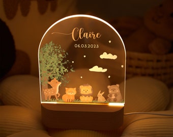Personalized baby night light, animal lamp, baby gift birth, christening gift, children's room, birthday gift, bedside lamp, christmas gift