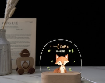 Luz de noche con nombre personalizado para bebé, tablero acrílico de animal luminoso, luz de noche creativa, regalo para niños para la habitación