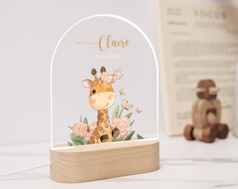 Luz de noche con nombre personalizado para bebé, tablero acrílico de animal luminoso, luz de noche creativa, el mejor regalo para la habitación de los niños