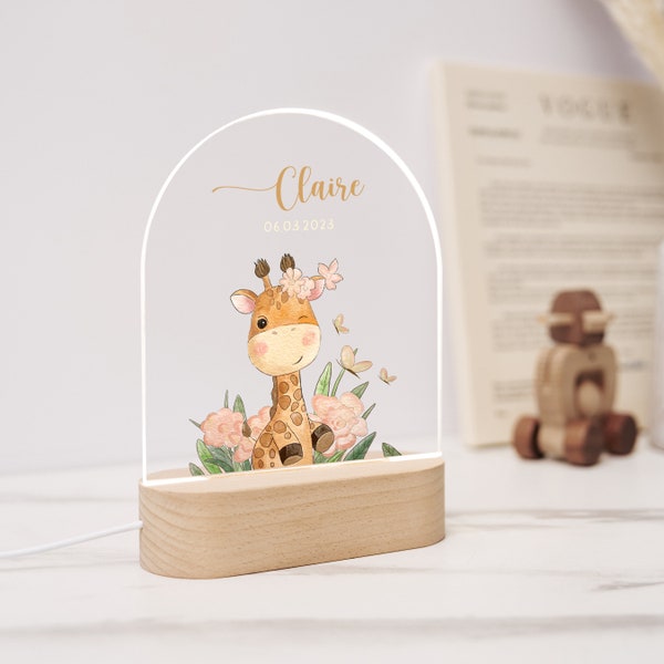 Customized name night light for baby, luminous animal acrylic board creative night light, best gift for kids room