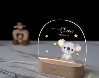 Luz de noche con nombre personalizado para bebé, tablero acrílico de animal luminoso, luz de noche creativa, regalo para niños para la habitación