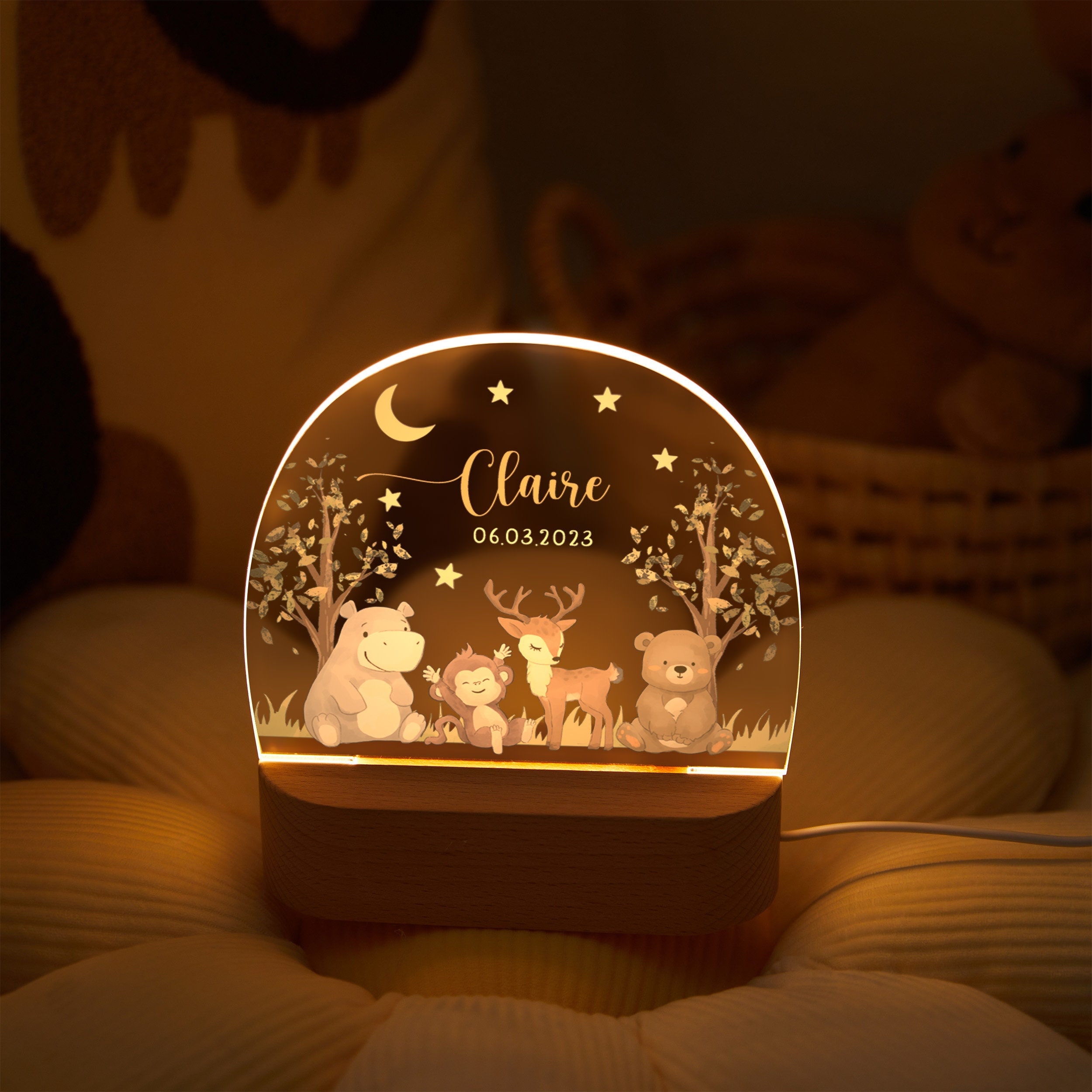 Lámpara de Nacimiento, Lámpara Bebé Personalizada, Regalo Bautizo,  Iluminación para Bebés, Lámpara Quitamiedos, Lámpara Infantil, -  México