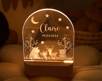 Personalized baby night light, animal lamp, baby gift birth, christening gift, children's room, birthday gift, bedside lamp, christmas gift