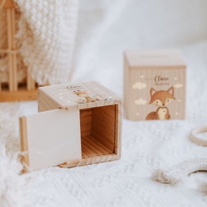 Personalized money box wood giraffe, piggy bank personalized, money box child, baby gift for birth, wooden money box image 4