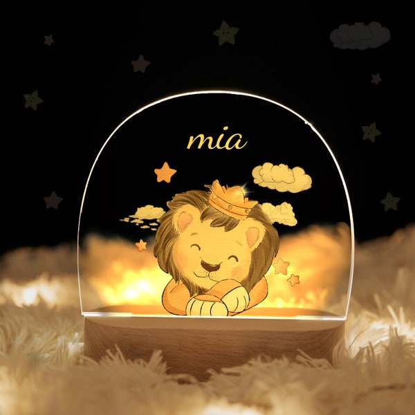 Lampe de nuit nom personnalisée pour bébé, veilleuse créative de panneau acrylique animal lumineux, cadeau de chambre d'enfants