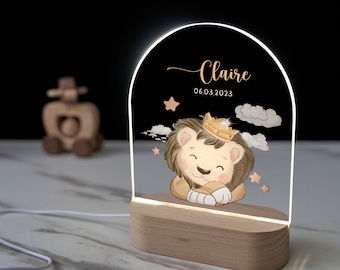 Luz de noche con nombre personalizado para bebé, tablero acrílico de animal luminoso, luz de noche creativa, regalo para niños para la habitación