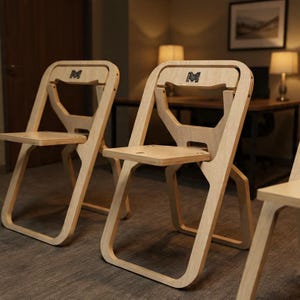 Moderner Flat-Fold Holzstuhl CNC-Schnittdateien - Elegantes Klapp-Design (dxf, svg, eps, png)