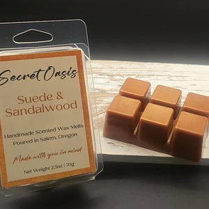 Suede & Sandalwood Wax Melt - 2.5oz Clamshell | Highly Scented | Masculine Fragrance
