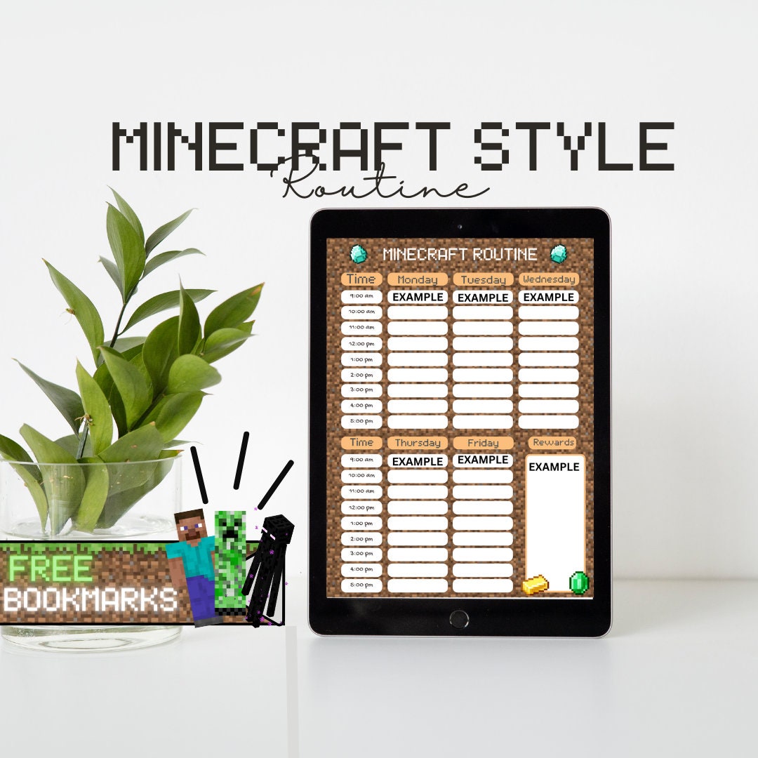 Minecraft Daily Routine Gaming Style Back to School Chores Tracker ...