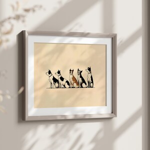 In A Row Dog Wall Art Digital Print LANDSCAPE, Instant Download Art Prints, Animal Wall Art, Modern Wall Art, Minimalist Wall Art, Large