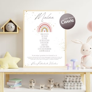 Carta de patrocinio de bautismo como plantilla Canva | Regalo de bautismo | Ahijado personalizado | Certificado de patrocinio | Gotti y Gotti | Certificado de bautismo | Chica