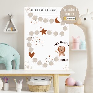 Belohnungstafel für Kinder | Poster | Lernhilfe | Belohnungssystem für Töpfchentraining | beige Boho Löwe