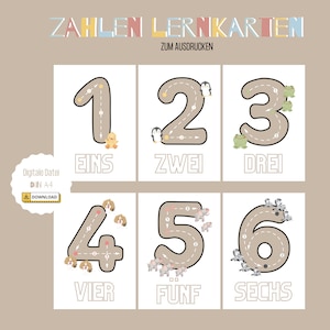 Learning to count Writing for children as PDF download | card set numbers | learning aid | playful | montessori | boy girl boho