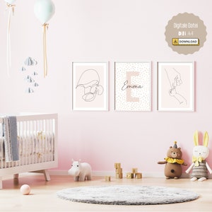 Hands as PDF Download | Posters | Decoration | Nursery | single line | rose
