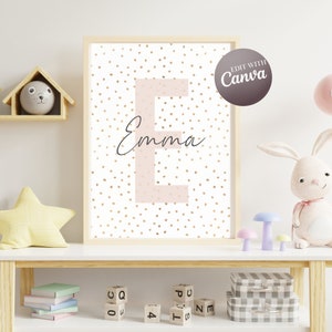 Namensposter als Canva Vorlage | Taufgeschenk | Poster personalisiert | Geburtsgeschenk | Gotti und Götti | Geburt | Mädchen