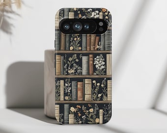 Étui pour téléphone Google Pixel Cottagecore avec bibliothèque florale