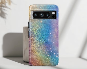 Preppy Google Pixel Phone Case with Rainbow Glitter Effect Design , For Google Pixel 9, 9 Pro, 9 Pro XL, 8, 8 Pro, 7, 7 Pro, 6, 6 Pro, 5 5G