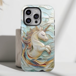 Schattige eenhoorn ontwerp telefoonhoesje met gebrandschilderd glas • Magsafe-telefoonhoesje • Telefoonhoes voor iPhone 16, 15, 14, 13, 12, 11, XR, XS, Pro, Max