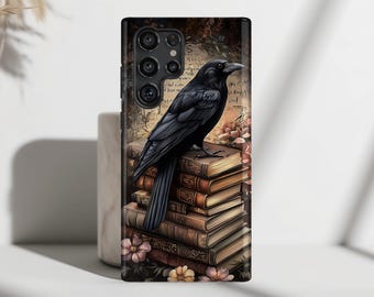 Funda de teléfono con diseño de fantasía oscura de cuervo gótico para Galaxy S26, S25, S24, S23, S22, S21, S20 Plus y Ultra