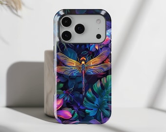 Funda para iPhone con diseño de libélula mágica • Compatible con Magsafe • Para iPhone 17, 16, 15, 14, 13, 12, 11, XR, XS, Pro, Max, Air, Mini