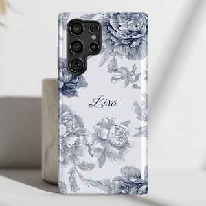 Personalised Toile Floral Design Phone Case, Phone Covers for Galaxy S25, S24, S23, S22, S21, S20 Plus, Ultra