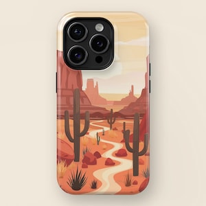 Capa de telefone com ilustração do deserto e Magsafe para iPhone 16, 15, 14, 13, 12, 11, XR, XS, Pro, Max, Mini, capa de telefone ocidental