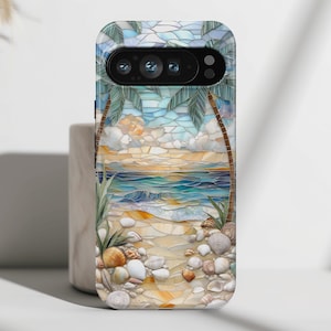 Enchanting Beach Stained Glass Mosaic Design, Phone Cover For Google Pixel 9, 9 Pro, 9 Pro XL, 8, 8 Pro, 7, 6, 6 Pro, 5 5G
