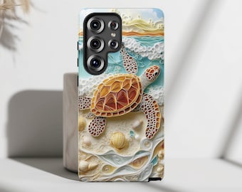 Turtle on the Beach Design Phone Case: Protective Cover for Samsung Galaxy S25, S24, S23, S22, S21, S20 Plus, Ultra