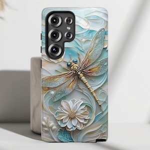 Dragonfly Stained Glass Art Phone Case, Phone Covers for Galaxy S25, S24, S23, S22, S21, S20 Plus, Ultra