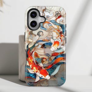 iPhone-hoesje met ontwerp met koivis-gebrandschilderd glasmozaïek • Magsafe-telefoonhoesje • iPhone 16, 15, 14, 13, 12, 11, 8, XR, XS, Pro, Max, Mini, Plus