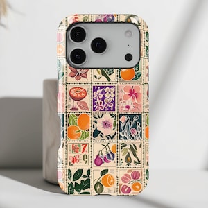 Vintage Stamps Collage iPhone Case • Magsafe Compatible • For iPhone 17, 16, 15, 14, 13, 12, 11, XR, XS, Pro, Max, Air, Mini
