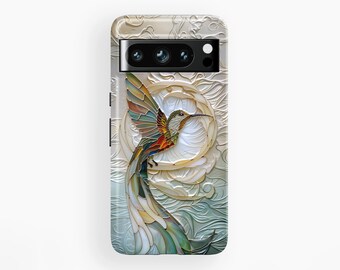 Hummingbird Stained Glass Design Phone Case for Google Pixel 9, 9 Pro, 9 Pro XL, 8, 8 Pro, 7, 7 Pro, 6, 6 Pro, 5 5G
