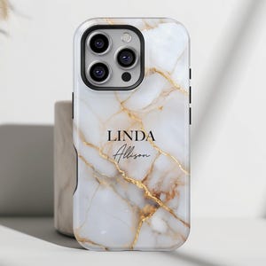 Personalisable Luxury White Marble Phone Case • Magsafe Phone Case • Phone Cover For iPhone 16, 15, 14, 13, 12, 11, XR, XS, Pro, Max