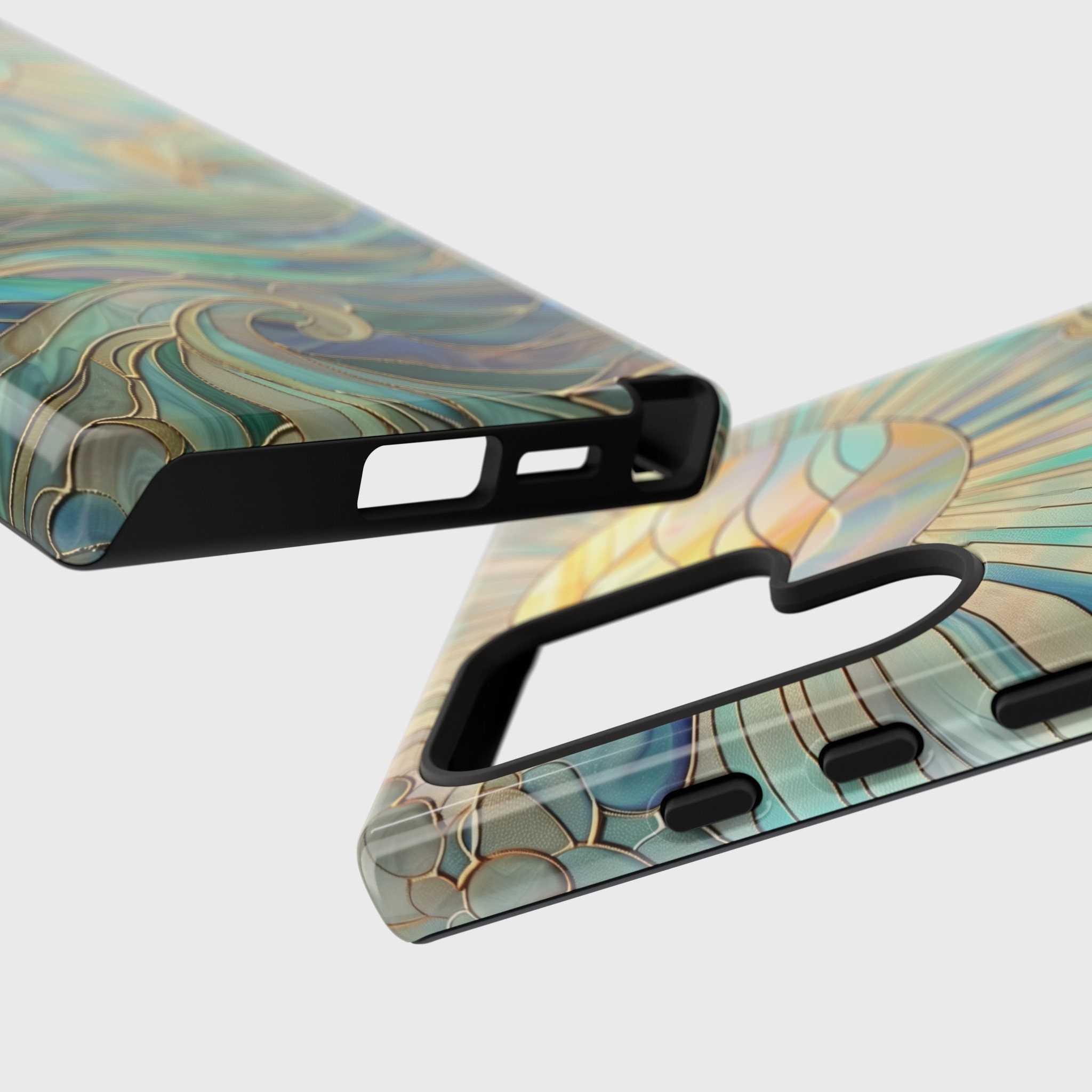 Sun & Ocean Stained Glass Design Phone Case for Samsung Galaxy S24, S23, S22, S21, S20 Plus, Ultra