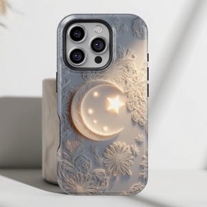 Moonlit Blossom iPhone Case: Dual Layer Protective Cover, MagSafe Compatible