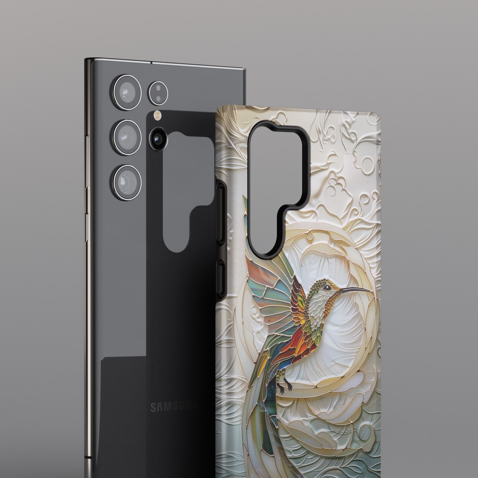 Hummingbird Stained Glass Design Phone Case for Samsung Galaxy S24, S23, S22, S21, S20 Plus, Ultra