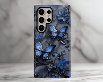 Gothic Floral Butterflies Design Phone Case, Phone Covers for Samsung Galaxy S26, S25, S24, S23, S22, S21, S20 Plus, Ultra