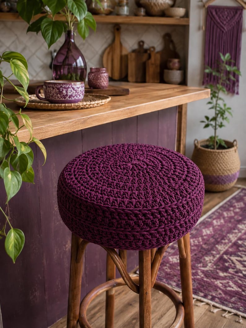 round stool cover boho kitchen decor