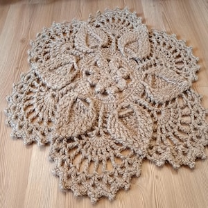 Jute Bath Mat Super Absorbent Boho Rug Lotus Flower Mandala Handmade Gift Crochet Bath Mat