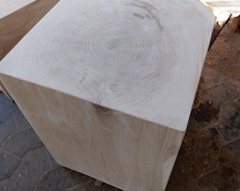 Ensemble de 2 : Bloc en chêne massif - Bloc en bois artisanal - Colonne rustique en bois - Table d'appoint/tabouret/colonne décorative - Bois de chêne massif