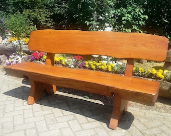 Banc de jardin Blankenburg, chêne massif, banc en bois massif pour 2-3 personnes