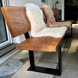 Sitzbank Woodhood, aus Massivholz Eiche und einem stabilen Stahlgestell, Holzbank mit oder ohne Lehne, geölt für Innen und Außen Bild 1
