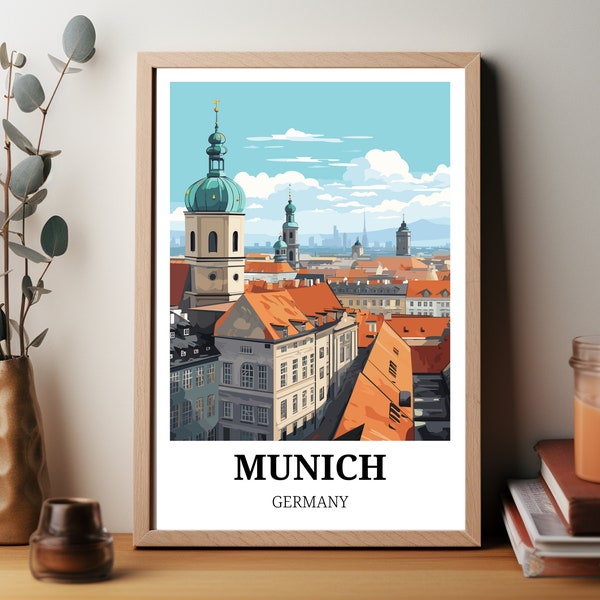 MUNICH poster, home decor, wall art, retro poster, vintage wall art, travel poster, family gift, living room decor, digital print