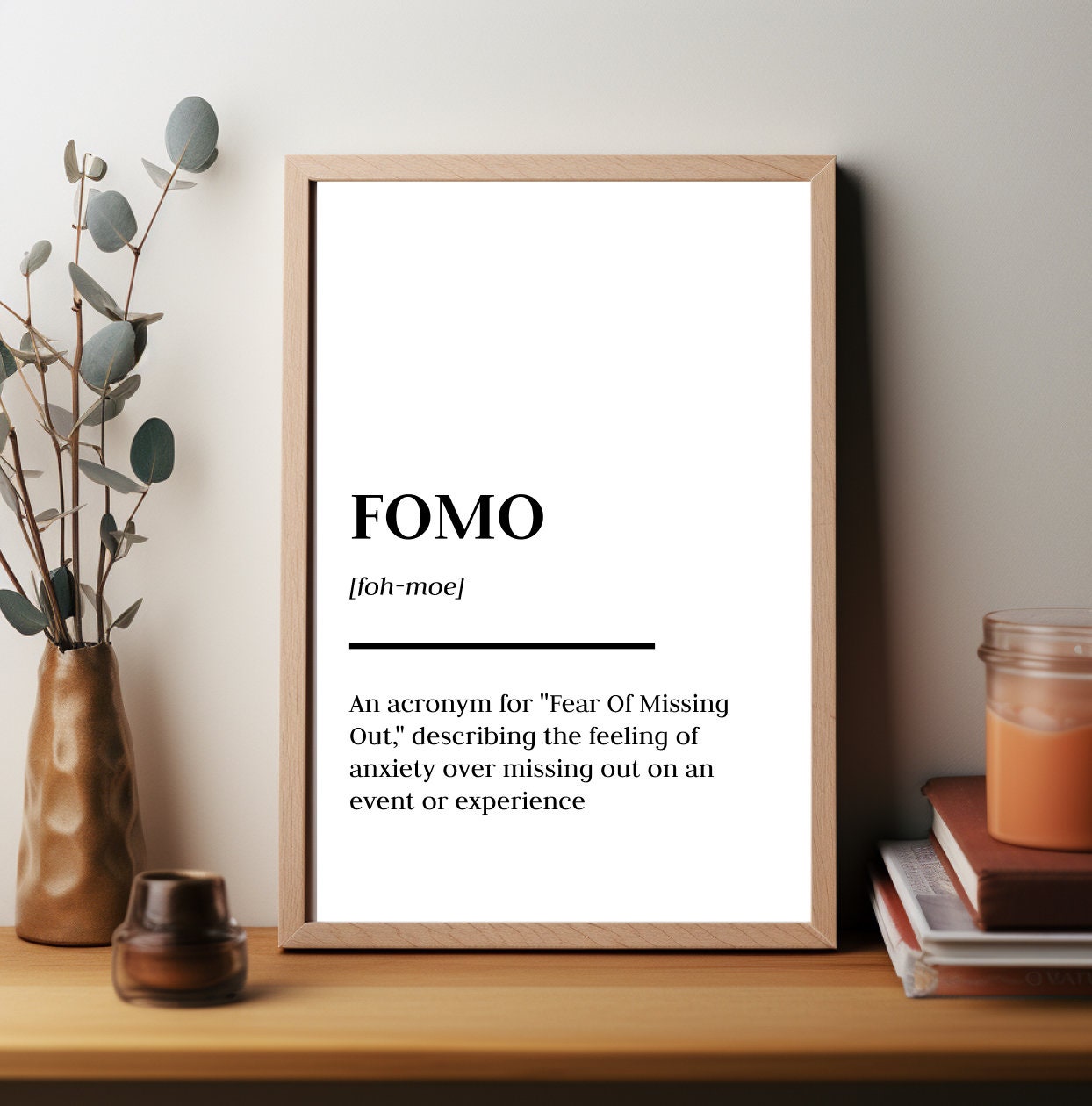 FOMO Slang Definition Print, Wall Art, Home Decor, Minimalist Poster