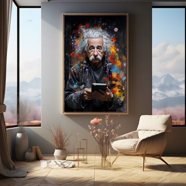 ALBERT EINSTEIN, BANKSY Style, Digital Art, Digital Print, Street Art, Graffiti Style