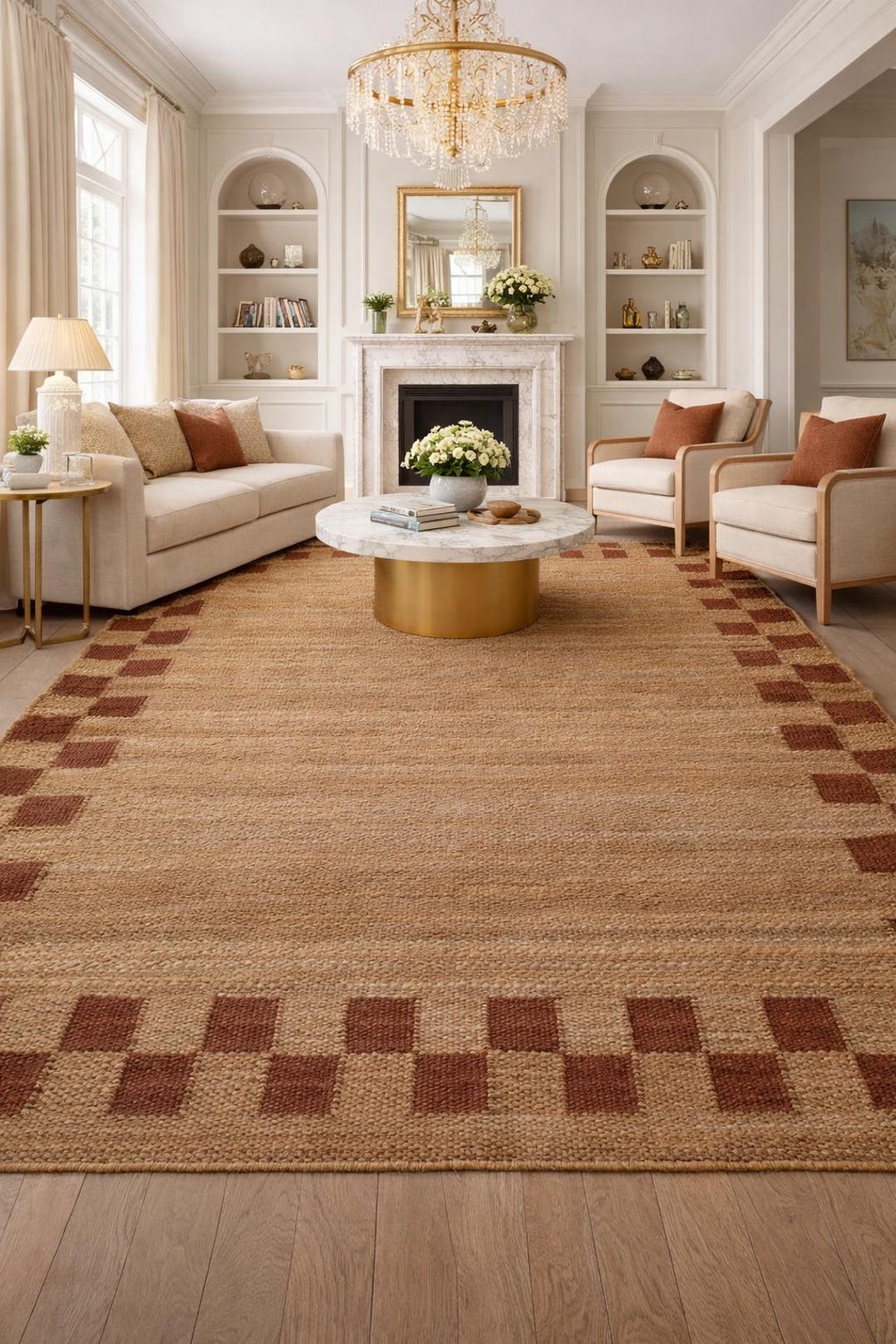 Border Joint Rug Jute Border Rug by Nordic Knots Jute Red 8x10 - Etsy