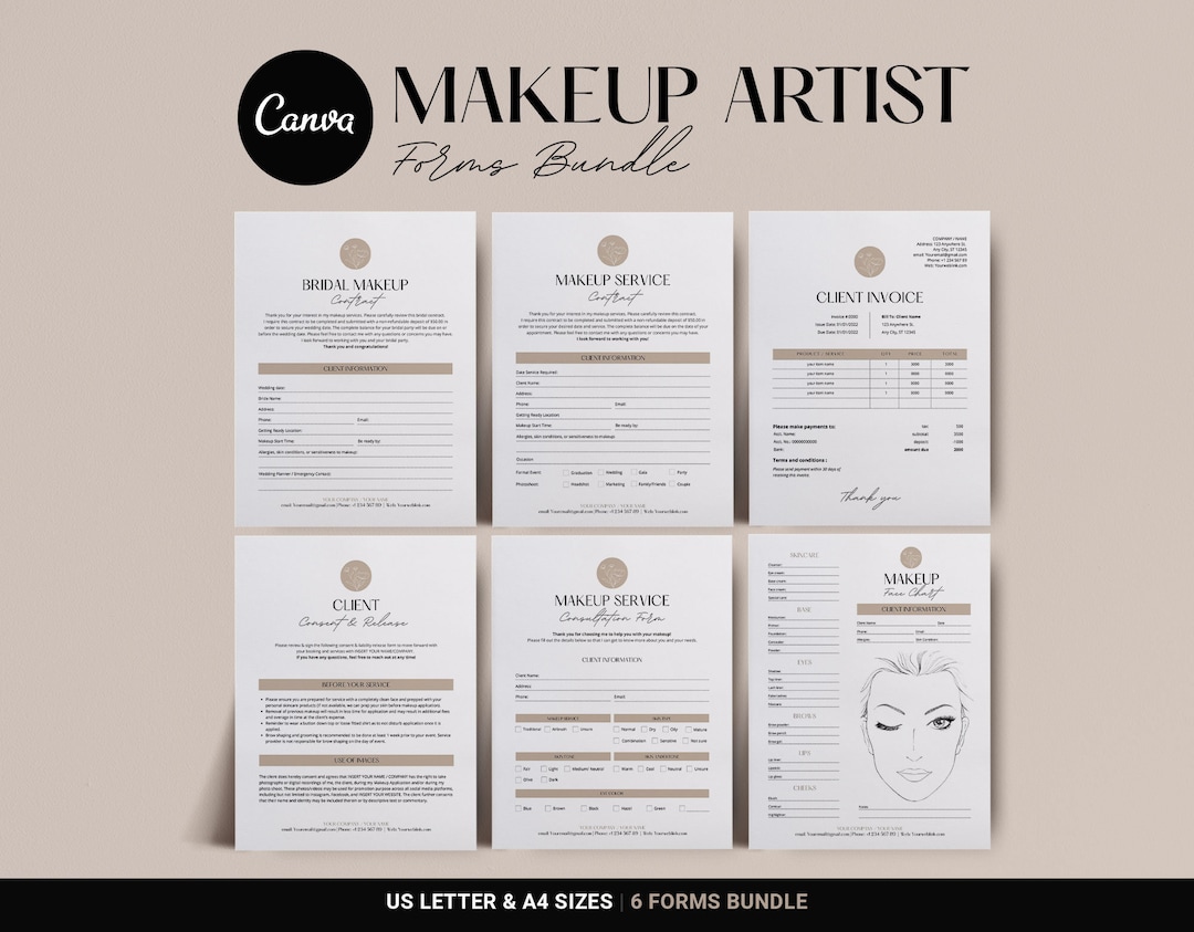 Makeup Artist Contract Templates Bundle, Bridal MUA Agreement
